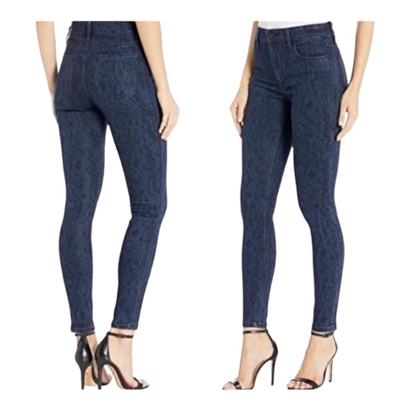 Joe's The Charlie High-Rise Skinny Ankle Black & Blue Snake Print Jeans Sz 27 - Picture 1 of 7